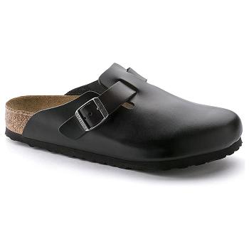 Pánské Boston Birkenstock Soft Footbed Læder Černé | CZ 19ZUT